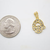 18K Gold Filled Hamsa Hand With Cubic Zirconia Stones Pendant