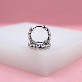 18K Rhodium Filled Beaded Huggies (K253) (L343)