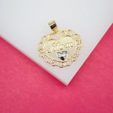 18K Gold Filled Heart Mom Pendant