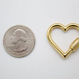 18K Gold Filled Heart Shaped Carabiner Lock, Carabiner Clasp, Screw in Clasp (XX14)