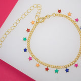 18K Gold Filled Enamel Star Bracelet (I210A)