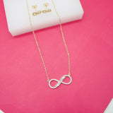 Gold Filled Cubic Zirconia Infinity Pendant Necklace & Earrings Set