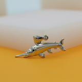 18K Rhodium Filled Sailfish Pendant | Silver Sailor Pendant (A75)