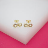 Gold Filled Cubic Zirconia Infinity Pendant Necklace & Earrings Set