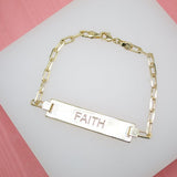 Plate Charm Paperclip Link Bracelet (I300)