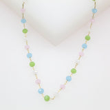18K Gold Filled Multi-Color Cut Cz Bead Choker Necklace (G17)