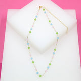 18K Gold Filled Multi-Color Cut Cz Bead Choker Necklace (G17)