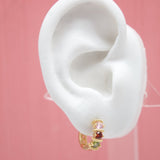 18K Gold Filled Huggies Earrings With Round Multicolor Circle CZ Cubic Zirconia Stones (STYLE P)