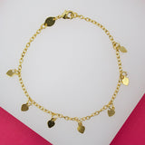 18K Gold Filled Dangle Heart Charm With Clear Bead Bracelet