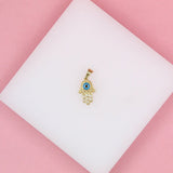 18K Gold Filled Evil Eye Hamsa Hand Pendant