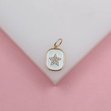 18K Gold Filled Enamel Pendant Charm With Star Shaped Micro CZ Cubic Zirconia Stones