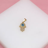 18K Gold Filled Evil Eye Hamsa Hand Pendant