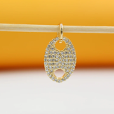 18K Gold Filled Oval Mariner Link Pendant Charm