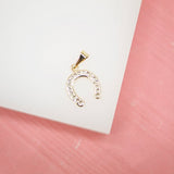 18k Gold Filled Horse Shoe Pendant With CZ Stones