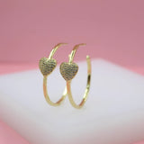 18K Gold Filled Heart Open Hoop Earrings With Micro CZ