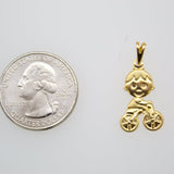 18K Gold Filled Girl Riding Bike Charm Pendant