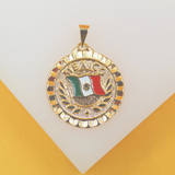 18K Gold Filled Mexican Flag Coin Pendant (A273)