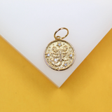 18K Gold Filled Coin Disc Medallion Zodiac Horoscope Charm Pendant