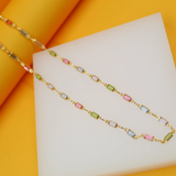 18k Gold Filled MultiColor CZ Stone Charms Necklace (H116)(E212)(I19A)