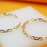18K Gold Filled Dainty Paperclip Chain Open Hoop Earrings