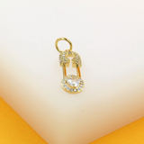 18K Gold Filled CZ Safety Pin Pendant Charm