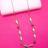 18K Gold Filled Brown Aventurine Beads With Elephant Charms Necklace