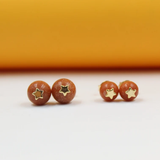 Brown Aventurine Bead Stud Push Back Earrings (L82A)