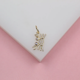 18K Gold Filled Crab Pendant Charm With CZ Stones
