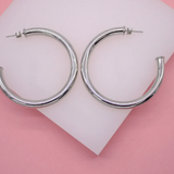 18K Rhodium Filled Thick Chunky Hoops | Lever Back Hoops (J61)