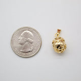 18K Gold Filled Designed Gold Ball Charm Pendant