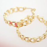 18K Gold Filled 4mm Curb Cuban Hoops Lever Back Hoop (K198)