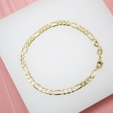 18K Gold Filled Figaro 4mm Link Chain Bracelet (I480) (E251)