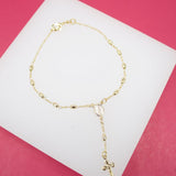Gold Filled Cross and Milagros Charm Bracelet (I52A)