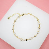 18K Gold Filled Heart Bracelet With Round CZ Stone (I128A)