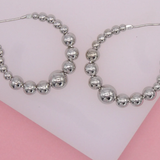 18K Rhodium Filled Beaded Hoops | Silver Beaded Hoops (K75)
