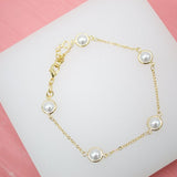 Linked Chain Pearl Bracelet