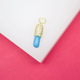 18K Gold Filled Enamel Pill Pendant With Micro Pave Cz stones