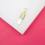 18K Gold Filled Enamel Pill Pendant With Micro Pave Cz stones