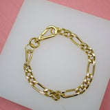 18K Gold Filled Figaro 7mm Link Chain Bracelet (I366C)