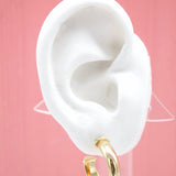 18K Gold Filled Half Open Hoops Stud Earrings (J127)