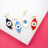 18K Gold Filled Enamel Oval Evil Eye Pendant Charm