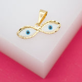 18K Gold Filled Small Evil Eyes Pendant Charms (A204)