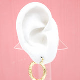 18K Gold Filled Textured 4mm Slim Hoops Lever Back Hoop (J124-126)