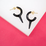 18K Gold Filled Enamel Slim Short Spikey Spike Stud Earrings