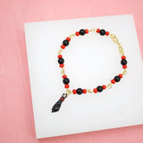 5mm Azabache Bead Chain Bracelet With Protection Charm (I92)