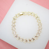 18K Gold Filled Textured Outlined Star Bracelet (I130)