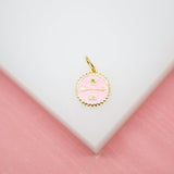 Enamel Star Arrow Triangle Coin With CZ Stone Charm (A68B)