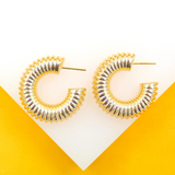 18K Gold Filled Thick Textured Hoop Earrings (J203)(J202) (J201)