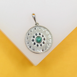 18K Gold Filled Jadeite North Star Medallion Disc Pendant