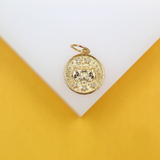 18K Gold Filled Coin Disc Medallion Zodiac Horoscope Charm Pendant